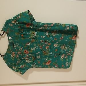 Womens Small Green blouse with flowers